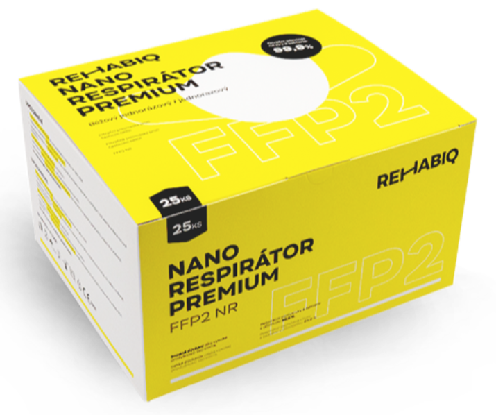 České nano respirátory Rehabiq Premium FFP2 s účinností 12 hodin